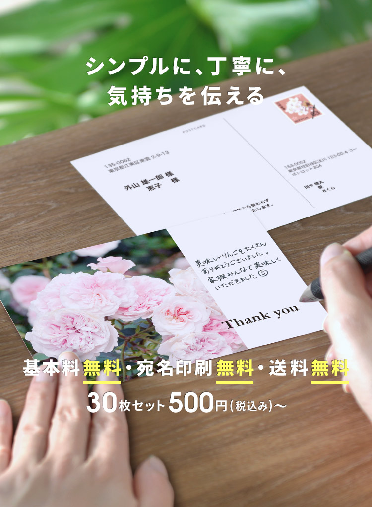 ポストカード・年賀状 送料無料 30枚セット 500円〜