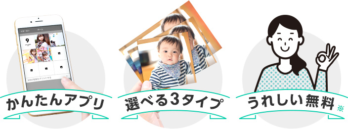 かんたんアプリ 選べる2タイプ(ましかく、L判) うれしい無料
